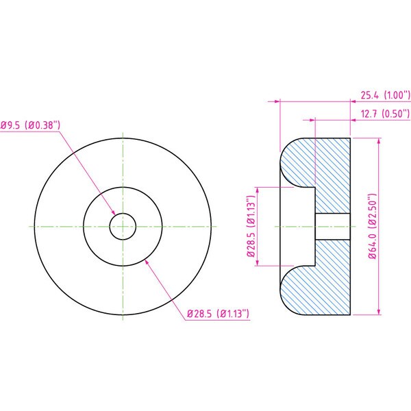Main product image for 4-Pack Rubber Cabinet Feet 2.5" Dia. x 1" H 260-7502